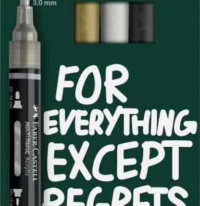 faber castell multimark acrylic mirror pack con 4 rotuladores acrilicos doble punta efecto espejo puntas redondas de 1mm y 3mm tinta acrilica a base de agua colores surtidos