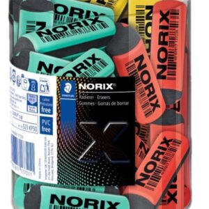 staedtler norix expositor con 30 gomas de borrar sin pvc, ftalatos ni latex minimo residuo colores surtidos