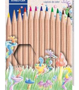 staedtler noris natural pack con 12 lapices de colores hexagonales madera certificada fsc cuerpo de color madera natural