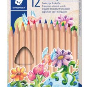 staedtler noris natural jumbo pack con 12 lapices de colores triangulares mina de 4mm madera certificada fsc cuerpo de color madera natural