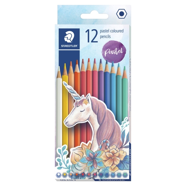 staedtler 175 pack con 12 lapices hexagonales de colores pastel facilidad de afilado colores pastel surtidos