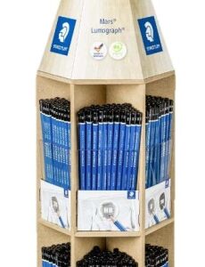 staedtler mars lumograph 100 expositor con 576 lapices de grafito de graduaciones surtidas alta resistencia a la rotura madera de bosques certificados