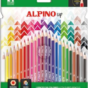 alpino up pack con 24 lapices de colores hexagonales mina premium resistente a la rotura colores surtidos