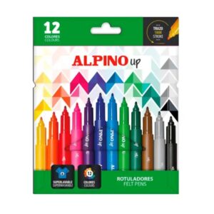 alpino up pack con 12 rotuladores de colores punta 1mm para trazos finos y detallados tinta a base de agua colores surtidos