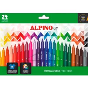 alpino up pack con 24 rotuladores de colores punta 1mm para trazos finos y detallados tinta a base de agua colores surtidos