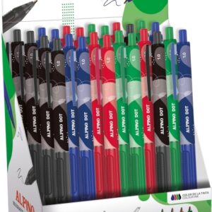 alpino dot expositor con 24 boligrafos retractiles punta 1mm agarre suave colores surtidos