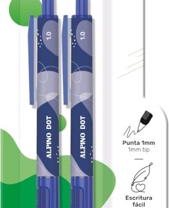 alpino dot pack con 2 boligrafos retractiles punta 1mm agarre suave tinta azul color azul