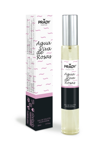 prady colonia de mujer agua viva de rosas frasco de 33 ml spray pulverizador
