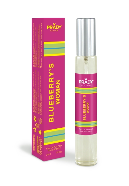 prady colonia de mujer blueberry´s woman frasco de 33 ml spray pulverizador