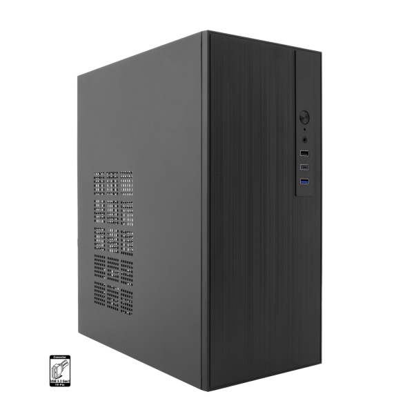 coolbox m460 caja microatx tamaño disco soportado 3.5", 2.5" usb c 3.2 gen1 y audio color negro