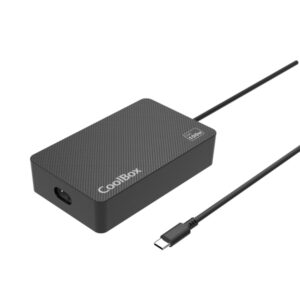 coolbox nb100 cargador de pared gan 100w usb‑c pd3.0 para carga rapida inteligente seleccion automatica de voltaje color negro
