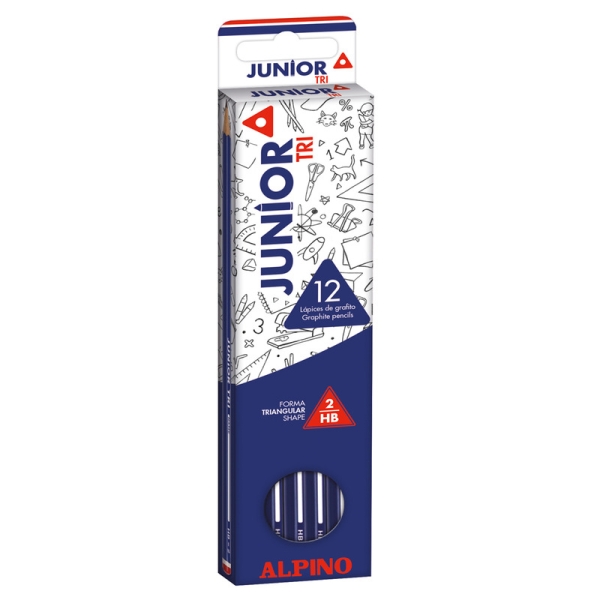 alpino junior tri pack de 12 lapices de grafito hb triangulares espacio para el nombre