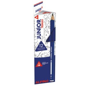 alpino junior trimax pack de 12 lapices de grafito hb triangulares jumbo cuerpo grueso de 10mm espacio para el nombre