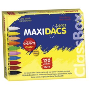 alpino maxidacs economy pack con 120 ceras blandas para niños tamaño extra grande 120mm x 14mm etiqueta anti manchas ideal para grandes artistas colores surtidos