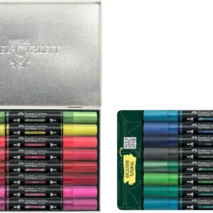 faber castell multimark acrylic style it: kicks pack con 16 rotuladores acrilicos doble punta puntas redondas de 1mm y 3mm tinta acrilica a base de agua colores surtidos