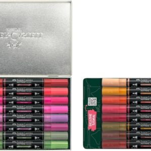 faber castell multimark acrylic style it: home pack con 16 rotuladores acrilicos doble punta puntas redondas de 1mm y 3mm tinta acrilica a base de agua colores surtidos