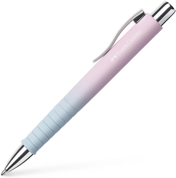 faber castell poly ball flow edition blushing sky boligrafo retractil xb forma triangular ergonomica suave al tacto color rosa/azul degradado