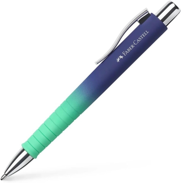 faber castell poly ball flow edition buzzing blue boligrafo retractil xb forma triangular ergonomica suave al tacto color azul/turquesa degradado