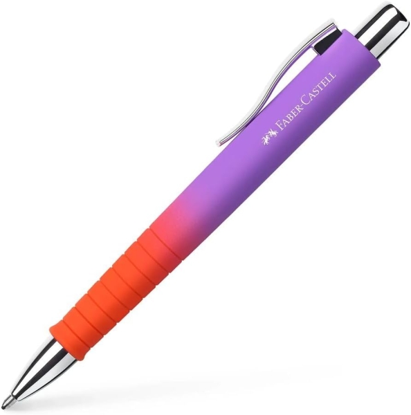 faber castell poly ball flow edition punchy melon boligrafo retractil xb forma triangular ergonomica suave al tacto color lila/rojo degradado