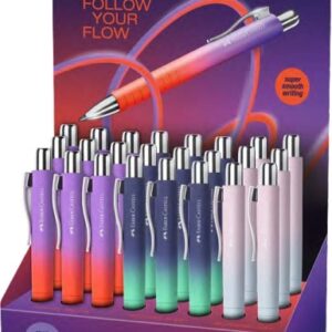 faber castell poly ball flow edition expositor con 24 boligrafos retractiles xb forma triangular ergonomica suave al tacto colores surtidos