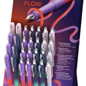 faber castell poly ball flow edition expositor con 22 boligrafos retractiles xb + 8 plumas estilograficas suave al tacto colores surtidos