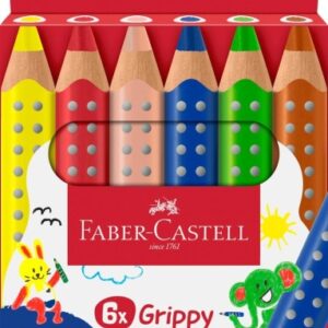 faber castell grippy pack con 6 lapices de colores gruesos mina xxl suave forma triangular con grip colores surtidos