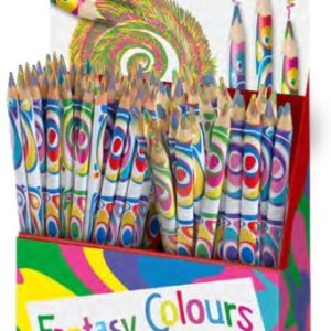 faber castell fantasia expositor con 84 lapices con mina multicolor modelos standard y jumbo cuerpo triangular decorado madera de bosques sostenibles