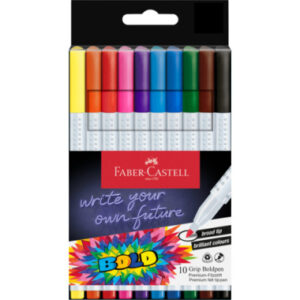 faber castell bold pack con 10 rotuladores de colores con grip punta ancha trazo 1mm tinta a base de colorantes alimentarios colores surtidos