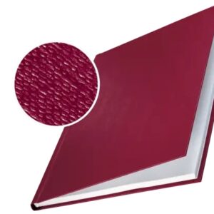 leitz pack de 10 tapas rigidas impressbind 3,5mm capacidad para 15 35 hojas a4 encuadernacion de alta calidad superficie de lino lacada papel blanco sin acido color burdeos