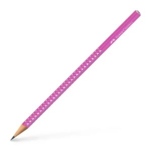 faber castell sparkle aurora lapiz triangular de grafito b mina resistente a la rotura con cabelilla plateada color del cuerpo fucsia