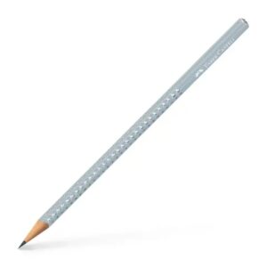 faber castell sparkle aurora lapiz triangular de grafito b mina resistente a la rotura con cabelilla plateada color del cuerpo azul helado