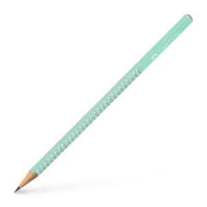 faber castell sparkle aurora lapiz triangular de grafito b mina resistente a la rotura con cabelilla plateada color del cuerpo verde menta