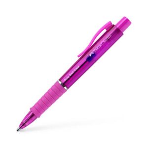 faber castell poly ball view aurora colours boligrafo retractil xb cuerpo translucido grip de agarre tinta azul color fucsia