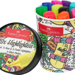 faber castell textliner 46 neon pack de 10 marcadores fluorescentes diseño del pack tarrina de helado punta biselada trazo entre 1mm y 5mm tinta con base de agua colores surtidos