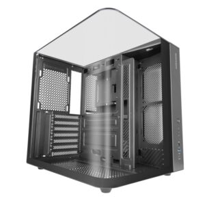 mars gaming mc infiniolite caja torre atx estructura de doble camara vidrio templado curvo y superior usb c usb 3.0 usb 2.0 audio hd 355x293x350mm color negro