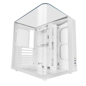 mars gaming mc infiniolite caja torre atx estructura de doble camara vidrio templado curvo y superior usb c usb 3.0 usb 2.0 audio hd 355x293x350mm color blanco