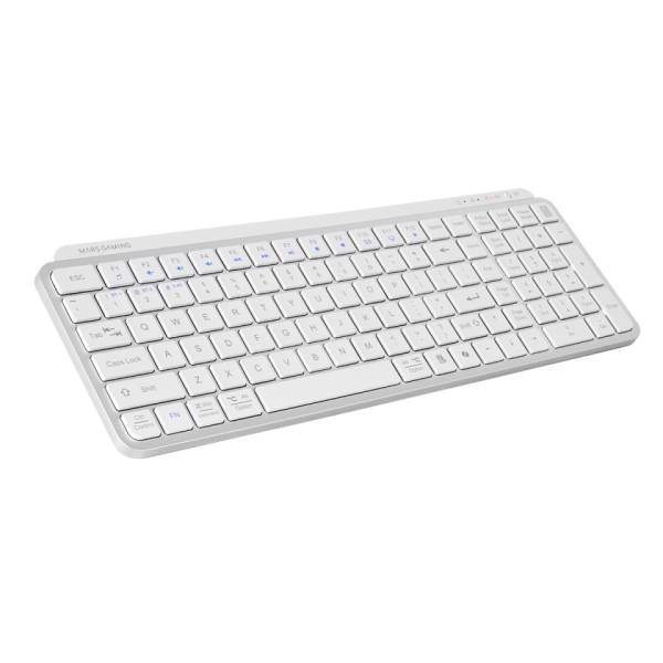 mars gaming mk silenkeys teclado completo inalambrico bluetooth disposicion italiana qwerty it 720mah teclas silenciosas de perfil bajo accesos directos 384x132x24mm color blanco