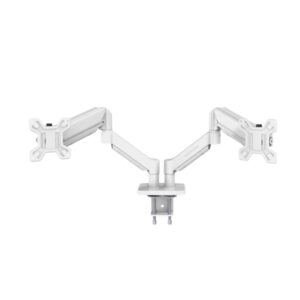 mars gaming marmpro2 soporte de mesa con brazos articulados para 2 monitores hasta 32" incluye accesorios articulado 360° vesa 100x100 muelle de gas 1000x460x115mm color blanco