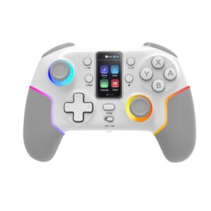mars gaming mgp v3 controlador inalambrico bluetooth autonomia hasta 9h jack 3.5mm luz rgb 1000mah cable usb c de 1m pantalla lcd goma antideslizante 157x108x56mm color blanco