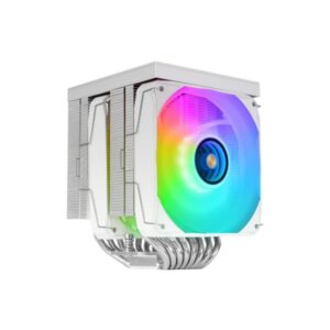 mars gaming mcpu lcdpro disipador cpu potencia tdp hasta 380w 8 tubos 2 ventiladores pwm fdb de 120mm 2300rpm pantalla lcd iluminacion argb 120x118x158mm color blanco