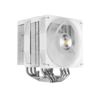 mars gaming mcpu x26pro disipador cpu potencia tdp hasta 350w 6 tubos 2 ventiladores pwm de 120mm 2300rpm cable reductor de ruido antivibracion 122x122x158mm color blanco