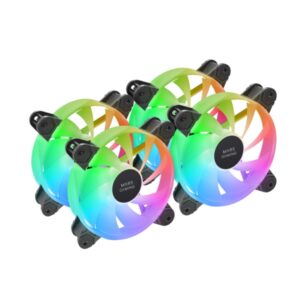 mars gaming mf 4a pack de 4 ventiladores de 120mm 1000rpm iluminacion argb sin marco fdb silencioso 14db tornillos incluidos rodamientos hidraulicos color negro