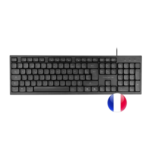 tacens anima ak02 teclado completo cable 1.3m disposicion francesa azerty fr teclas silenciosas de perfil bajo accesos directos multimedia e ia 43.7x25x1.3cm color negro