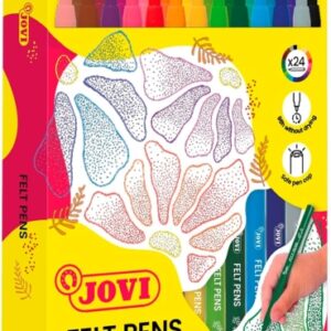 jovi felt pens estuche de 24 rotuladores punta de 2mm amplia variedad de tonos tinta de gran fijacion capuchon de seguridad ventilado colores surtidos