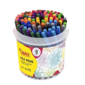 jovi felt pens bote con 120 rotuladores punta de 2mm tinta de gran fijacion capuchon de seguridad ventilado colores surtidos