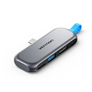 vention estacion de docking acoplamiento sin cables con usb c macho power delivery 100w hdmi 4k usb c usb a tarjeta tf color gris