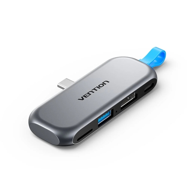 vention estacion de docking acoplamiento sin cables con usb c macho power delivery 100w hdmi 4k usb c usb a tarjeta tf color gris