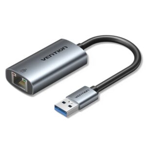 vention conversor usb a ethernet cable de 15cm velocidad hasta 1gbps carcasa de aluminio y abs color gris