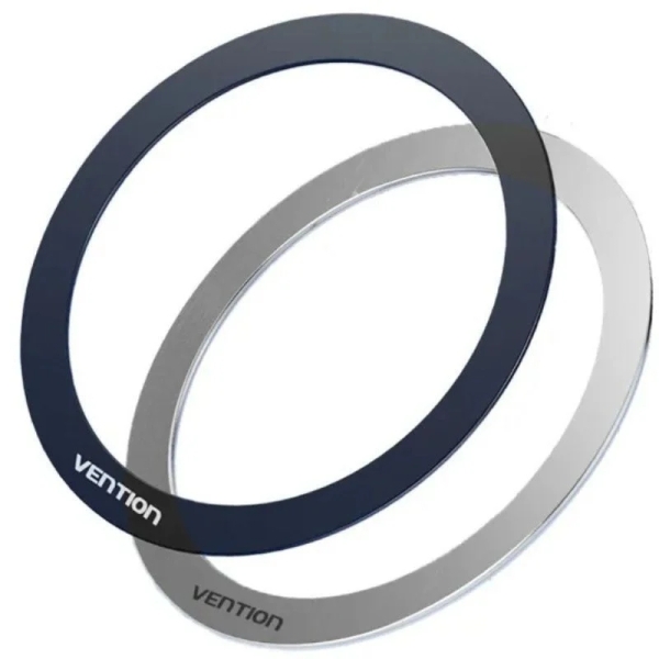 vention pack de 2 anillos para soportes magneticos universal adhesivo de doble cara metal ultrafino color gris