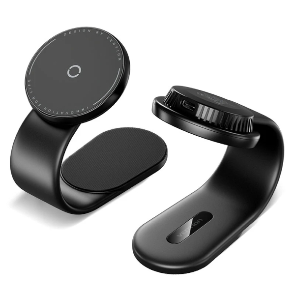 vention soporte cargador magnetico para smartphone 15w usb c adhesivo 3m y velcro plegable color negro